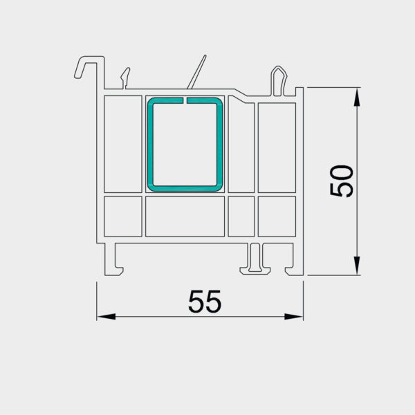 Parapetný profil pre okno OPTIM 50 mm 50 mm - s oceľovou výstuhou