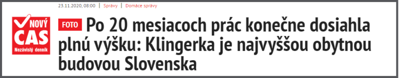 Článok Klingerka Novy Čas