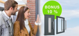 Z ceny okien vám dáme bonus 10 % na nové vchodové dvere.